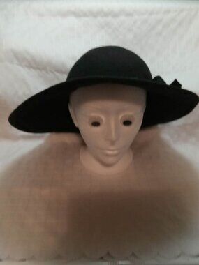 Women's vintage wide-brimmed felt hat, elegant hat Head circumference 23 inches